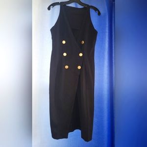 Sexy black sleeveless blazer dress